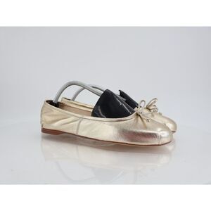 Sam Edelman Zooey Ballet Flats Womens Size 10.5 Gold Leather Square Toe Bow